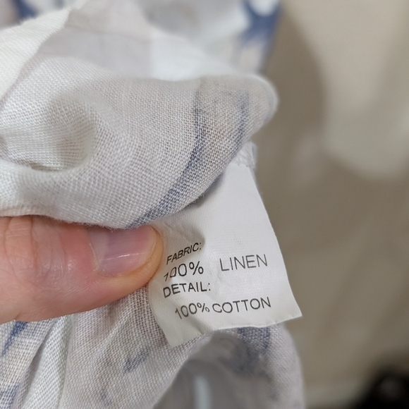 Bellambra Italian Linen Halter Dress In Blue And White - Picture 7 of 7